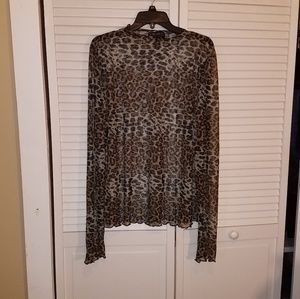 Mock neck animal print